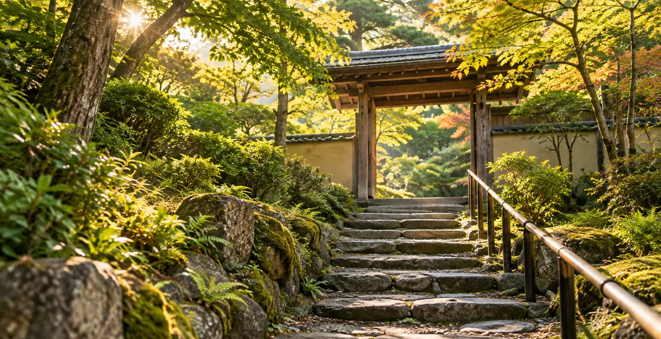Illustrative Japan-inspired garden scene